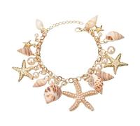 Genérico abuela 4 abuelita mujeres anillos arte oceánico chapado pulsera pareja para pulsera clásica, talla única, Plástico, No es una piedra preciosa