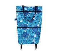 Genérico Accelerateh Bag 2 en 1 Bolsa de Compras Plegable Bolsa Verde Carrito de Compras Plegable portátil Bolsa con Ruedas Maquina Tejedora De Lana (Sky Blue, 46X39X12cm)