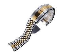 Genérico Accesorio de reloj de 20mm, correa de acero inoxidable, adecuada for correa de reloj Daytona Green Blackwater Ghost Submariner(Silver and gold)