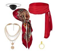 Generico Accesorios de disfraz pirata para hombre | Juego de accesorios para disfraces con pendiente y collar | 5 piezas para fiestas temáticas Carnaval Teatro Foto Disfraz Cosplay y fiestas
