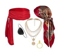 Generico Accesorios para disfraces de pirata para adultos, bandana pirata banda collar vendaje pendiente, 5 piezas para fiestas temáticas, carnaval, teatro, fotos, disfraces cosplay y fiestas