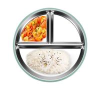 Genérico Acciaio Inossidabile Per Bambini Diviso Bambino Aspirazione In Silicone A Prova Di Caduta Termoisolante 304 3 Scomparti 9 25 Pollici 23 5 Cm 300 G Stoviglie Per Bambini Antiaderente Piat