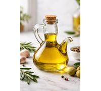 Genérico Aceitera de Cristal con Tapón de Corcho, 280ml, Transparente, con Asa y Pico Vertedor