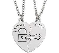 Genérico acero inoxidable Te amo llave corazón pareja collar colgante amantes de San Valentín plata profesional y moda