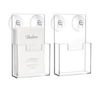 Genérico Acrylic Brochure Holder - 2 Pieces Suction Cup Wall Literature Stand | Commercial Pamphlet Rack | 18.8x10.67x3.81cm 310g For Office Store Residential Literature Brochure Pamphlet Document