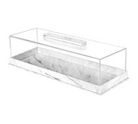 Genérico Acrylic Cake Display Case, Rectangular Cake Tray, Multifunctional Clear Pastry Keeper with Cover for Kitchen Bakery Wedding Birthday Home, 14x5x3.5 Inches