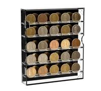 Genérico Acrylic Coin Display, Clear Round Holder Case, Removable Desktop Storage Box, 26x5.5x30cm, Smooth Lid, Collector-Grade Visibility Transparent, for Pin Display, Shelf Showcases
