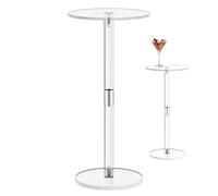 Genérico Acrylic Drink Table - Drink Side End Table | Clear Small Round End Desk, Snacks, Phones and Coffee, Adjustable Modern Transparent Acrylic Side Desk Portable For Living Room and Small Spaces