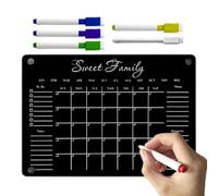 Genérico Acrylic Erasable Magnetic Message Board | Black Fridge Magnets | Rewritable Message Board | Reusable | Erasable | 29.7x21cm | For Kitchen Workplace Home