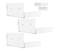 Genérico Acrylic Floating Shelves, Clear Display Rack, 3-Piece Wall Organizer, Modern Minimalist Design, Decorative Storage Solution with Usage For Bathroom, Bedroom, Kitchen, Office, and Living Room