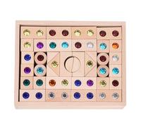 Genérico Acrylic Gem Blocks - 50-Piece Wooden Building Toy Set for Kids, Educational Stacking Blocks | Translucent Creative Toy for Boys and Girls, Home or Classroom Learning, Skill and Color