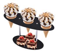 Genérico Acrylic Ice Cream Display Stand - 7.48*4.72*3.74in Ice Cream Cone Holder | Acrylic Display Rack | Rack with 3 Holes | Clear Waffle Cone Holder Hand Roll Stand