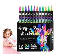 Genérico Acrylic Markers Set - Double-Tip 16.5cm | Double-Tip Painting Pens for Wood Quick-Drying Art Drawing Supplies Permanent Markers | Brush Fine Paint Pen Set 24 48 72 120 Colors Kit