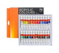 Genérico Acrylic Paint - 24 Colors Rich Pigment Set for Canvas Painting, Waterproof Smooth Application with Blending Function, Art Supplies for Wood Fabric Ceramic Rock Glass, Vibrant Formula