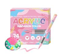 Genérico Acrylic Paint Markers, 24 Colors Paint Pens, Water-Based Soft Tip, Fade-Resistant Graffiti Brush, Multi- Art Pen for Rocks, Zapatos, Woodworking, Leather, Fabric, Design, Signage, Metal