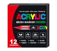 Genérico Acrylic Paint Markers - 5.7 inches Professional Art Pens | Acrylic Vibrant Pigment - Odorless Water-Based Marker Set for DIY Canvas Wood Ceramic Rock Painting and Śurface Crafts
