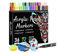 Genérico Acrylic Paint Markers, 72 Color Double Ended Pens, Versatile Art Supplies, Smooth and Consistent Flow, Smooth Design, Ideal for Office Home School Projects Decorations Prizes Rewards