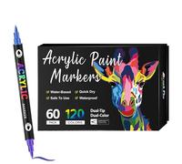 Genérico Acrylic Paint Markers, Double-Tip Art Pens, 6,49 x 0,35 pulgadas Fade-Resistant Permanente Ink, Vibrant Waterproof Colors, Smooth Flow Design for Rock Painting Glass Wood Canvas Ceramic