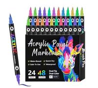 Generico Acrylic Paint Markers - Double Tip Rock Painting Pens, Fade Resistant Permanent Ink, Durable Craft Set, Smooth Drawing Tools | Art Supplies For Paper Glass Wood Canvas Ceramic Artists