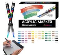 Genérico Acrylic Paint Markers, Soft Brush Tip Markers for Coloring, Waterproof Craft Supplies for Ceramic, Stone, Rock, Canvas, Fabric, Wood, DIY Art Projects, Scrapbooking, and Creative Crafts