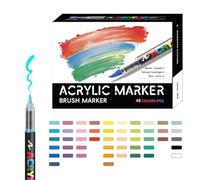 Genérico Acrylic Paint Markers, Soft Brush Tip Markers for Coloring, Waterproof Craft Supplies for Ceramic, Stone, Rock, Canvas, Fabric, Wood, DIY Art Projects, Scrapbooking, and Creative Crafts