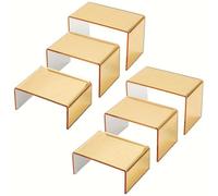 Genérico Acrylic Riser Display Stands - Golden Acrylic Risers for Counter Storage and Showcase | Three Size Organizer for Cupcakes, Desserts, Perfume, Collectibles, Figures, Retail Display