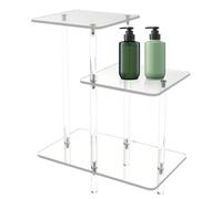 Genérico Acrylic Side Table, Modern Nightstand Table, 16.93x9.84x22.83 Inches Clear 3 Layer Organizer, Sleek Transparent Design, Lightweight Compact Build, for Home, Bedroom, Living Room