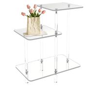 Genérico Acrylic Side Table, Modern Nightstand Table, Clear 3 Layers, Sturdy Home Patio Furniture, 16.93x9.84x22.83in Living Room Bedroom Apartment Organizer, Sleek Transparent Accent