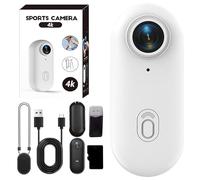 Genérico ActionSnap-4K Thumb Action Camera, Go Snap Body CAM, 360° Rotation Portable Wearable Mini Action CAM, for POV Bike Cycling, Pet, Vlogging (White 4K,128G Simple)