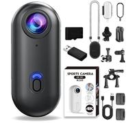 Genérico ActionSnap-Thumb Action Camera, Action Snap 4k Thumb Actions Cameras, 4 k Mini Handsfree Bodycam, 360° Rotation Portable Wearable Mini Snap CAM, for POV, Cycling, Diving (Black*1080,64G)