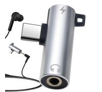 Generico Adaptador de conector para auriculares tipo C - Dongle para conector de auriculares, convertidor de audio de alta resolución, puerto de escucha de carga de doble propósito | Práctico