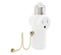 Genérico Adaptador de Enchufe de Luz a Enchufe, Adaptador de Enchufe de Salida de Bombilla E26 | Adaptador de Enchufe para Toma de Luz de Porche con Cadena de Tracción para Granja, Patio y Jardín