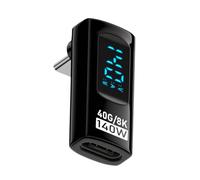 Genérico Adaptador Macho A Hembra,Adaptadores De Ángulo Recto - Estéreo Tipo C con Pantalla Digital 140 W | Probador Medidor 40 Gbps, Conector Monitoreo Carga, Rect