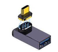 Genérico Adaptador USB C a USB 3.0, convertidor Tipo C de 10 gbps, Adaptador de ángulo Recto con Conector magnético, Dispositivo de Transferencia rápida de Datos para teclados de Unidades, concentrad