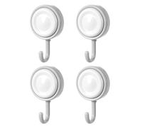 Genérico Adhesive Shower Hooks, 4 Pieces 360 Degree Rotating Wall Hooks, Heavy Duty Adhesive Hangers for Kitchen, Bathroom, Yard, Cottage, Beach House, Cabin, Nursery, Bedside, and Summer Use