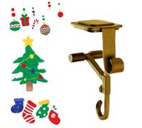 Genérico Adjustable 2 in 1 Double Mantel Hangers for Front Door, 2025 New Christmas Fireplace Stocking Garland Hanger, for Hold Christmas Stocking and Hang Garland (Gold)