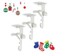Genérico Adjustable 2 in 1 Double Mantel Hangers for Front Door, 2025 New Christmas Fireplace Stocking Garland Hanger, for Hold Christmas Stocking and Hang Garland (3pcs-White)