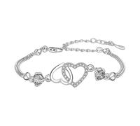Genérico Adjustable Charm Bracelets for Women - Trendy Heart to Heart Bangles with Dreamy | Copper Fashion Jewelry Accessories for Girls, Teens, Women | Romantic Gift for Birthday, Valentin