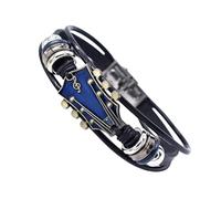 Generico Adjustable Leather Bracelets Men - Punk Wristbands For Men, Handmade Multi Layer Wristband, Fashion Jewelry Accessories Music Lovers, Rock Concert Party Outfit Bracelet With Stylish Design