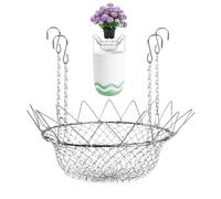 Genérico Adjustable Planter Riser - Metal Pot Support, Elevated Basket Stand | Stainless Steel Soil Saving Internal Lift, Iron Chain Hanging Floral Arrangement Base For Twelve Eighteen Inch Pot
