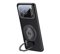 Genérico Adjustable Ring Holder Leather Case For iPhone 17/17 Air/17 Pro/17 Pro MAX, Soft Grip Business Style Cover, Slim Stand Function Shell(Black,17)