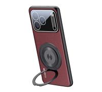 Genérico Adjustable Ring Holder Leather Case For iPhone 17/17 Air/17 Pro/17 Pro MAX, Soft Grip Business Style Cover, Slim Stand Function Shell(Red,17 Air)