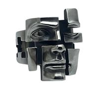 Genérico Adjustable Ring, Vintage 3D Abstract Face Jewelry to Women, Gothic Inspired Open Ring Design for Wedding, Festival, Beach, Vacation, Formal, Everyday Outfits, Color Black