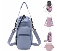 Genérico Adjustable Strap Water Bottle Shoulder Bag,Carrier Bag,Bottle Crossbody Holder with Phone Pocket,Insulated Protective Sleeve,for Walking Hiking Camping Gym Men Women (Blue)