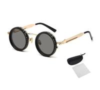 Genérico Adjustable Tint Rounded Polarized Lenses Retro Sunglasses, Adjustable Tint Sunglasses with 1-9 Gear ControlBeach Gear, UV Protection Eyewear, Ideal for Beach & Outdoor Use (Gold)