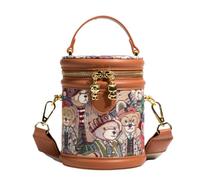 Genérico Adjustable Women Bucket Purses Small Retro Bear PU Leather Pouch