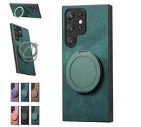 Genérico Admitof Magnetic Shockproof Leather Ring Stand Case for Galaxy S25/S24/S23/S22 Series, 2025 New Business Anti-Fingerprint Full Cover PU Leather Phone Case(Green,for Galaxy A53)