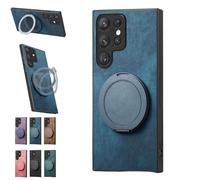 Genérico Admitof Magnetic Shockproof Leather Ring Stand Case for Galaxy S25/S24/S23/S22 Series, 2025 New Business Anti-Fingerprint Full Cover PU Leather Phone Case(Blue,for Galaxy A53)