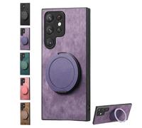 Genérico Admitof Magnetic Shockproof Leather Ring Stand Case for Galaxy S25/S24/S23/S22 Series, Compatible with Ring-Shaped Anti-Fingerprint Leather Phone Cases (for Galaxy A56,Purple)