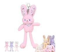 Genérico Adorable Floral Stretchy-Ear Plush Bunny Gift, Cute Stretchy Plush Bunny Keychain (Pink)